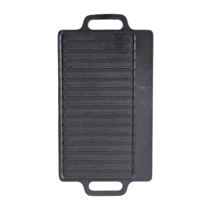 Chapa de grelhar em ferro fundido dupla face, 43x23 cm Chapa de grelhar em ferro fundido dupla face, 43x23 cm -