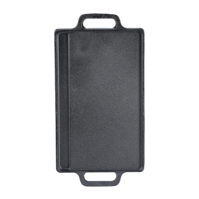 Chapa de grelhar em ferro fundido dupla face, 38x23 cm | Placa de ferro fundido |  |