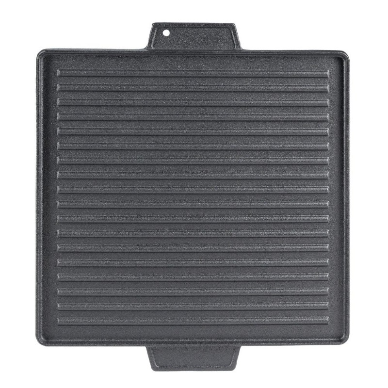 Chapa de grelhar em ferro fundido dupla face, 38x38 cm Chapa de grelhar em ferro fundido dupla face, 38x38 cm -