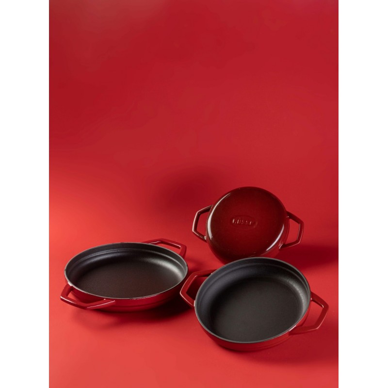 Frigideira de ferro fundido com duas alças esmaltada Hosse, Rubin, Ф22cm | Frigideira de ferro fundido plana Frigideira de ferro fundido com duas alças esmaltada Hosse, Rubin, Ф22cm | Frigideira de ferro fundido plana | Frigideira de ferro fundido |